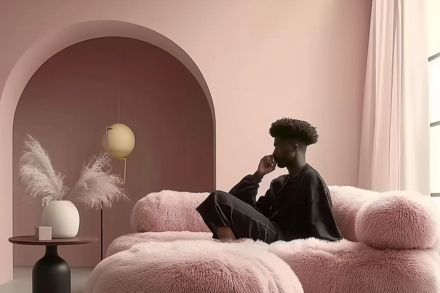 pale pink sofa